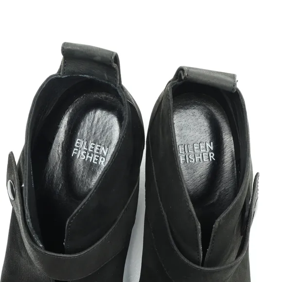Eileen Fisher Nubuck Leather Ankle Boots &amp; Booties Women 7 Black