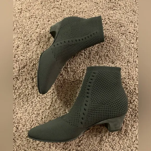 Eileen Fisher Purl Sock Bootie Ankle Boots Grey Size 6