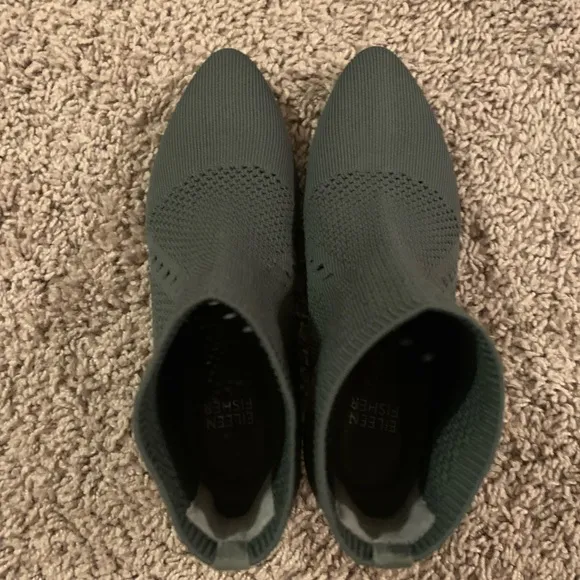 Eileen Fisher Purl Sock Bootie Ankle Boots Grey Size 6
