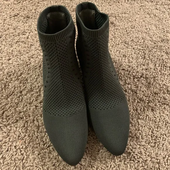 Eileen Fisher Purl Sock Bootie Ankle Boots Grey Size 6
