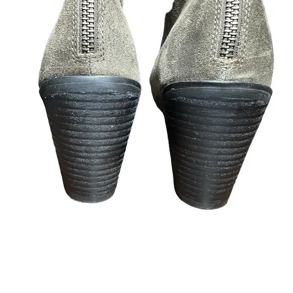 Eileen Fisher Slew Taupe Suede Lace Up Bootie Peep toe heel Sandal Sz 10 boot