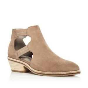 Eileen Fisher Vanda Nubuck Leather Tan Cut Out Casual Booties Size 7 B24A