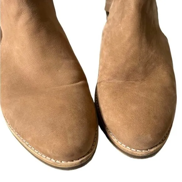 Eileen Fisher Vanda Nubuck Leather Tan Cut Out Casual Booties Size 7 B24A
