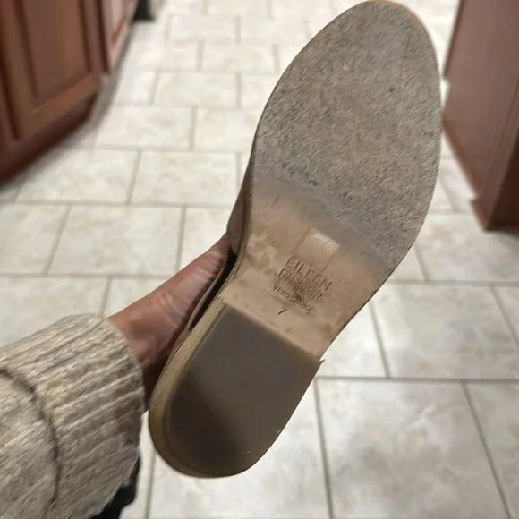 Eileen Fisher Vanda Nubuck Leather Tan Cut Out Casual Booties Size 7 B24A