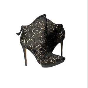 Elegant Black Lace Stiletto Ankle Boots
