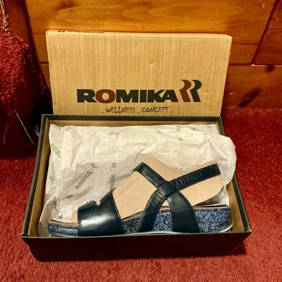 Elegant Navy Blue Women's Sandals by Romika