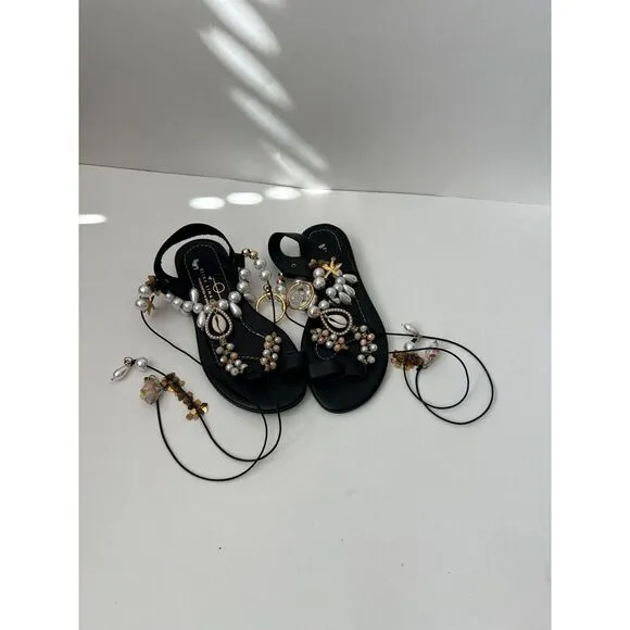 Eliana Linardarki Frutti del Mare Black Sandals
