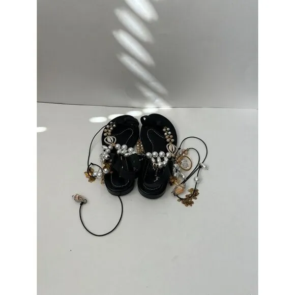 Eliana Linardarki Frutti del Mare Black Sandals