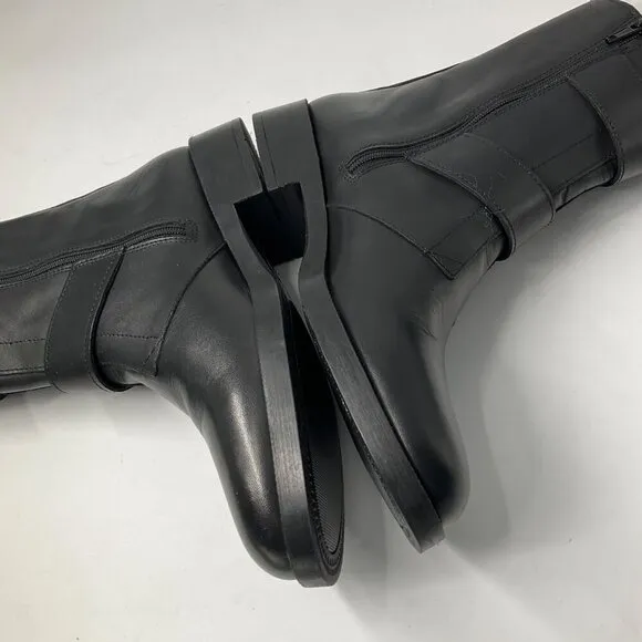Emanuele Crasto Womens Black Leather Buckle Boots Size 6.5 casual dark academia