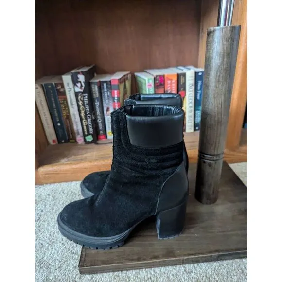 Emanuele Castro Ankle Lug Boots Black Suede And Leather Sz 40 EU 10 US