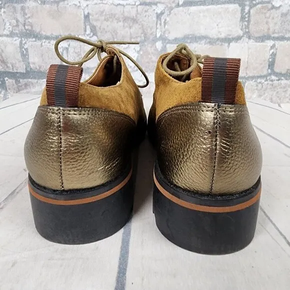 Emilie Karston Onaka Lace Up Derby Shoes Caramel Nubuck Suede Leather 39/7.5