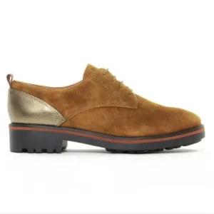Emilie Karston Onaka Lace Up Derby Shoes Caramel Nubuck Suede Leather 39/7.5