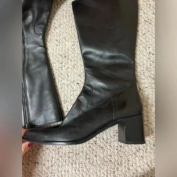 Enzo Angiolini black leather snip toe heeled boots 8.5
