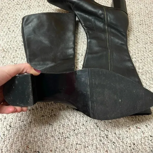 Enzo Angiolini black leather snip toe heeled boots 8.5