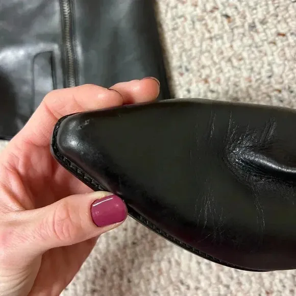 Enzo Angiolini black leather snip toe heeled boots 8.5