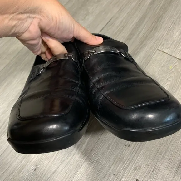 Ermeneglido Zegna size 12 Black Leather Insignia Loafers