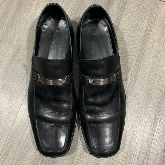 Ermeneglido Zegna size 12 Black Leather Insignia Loafers
