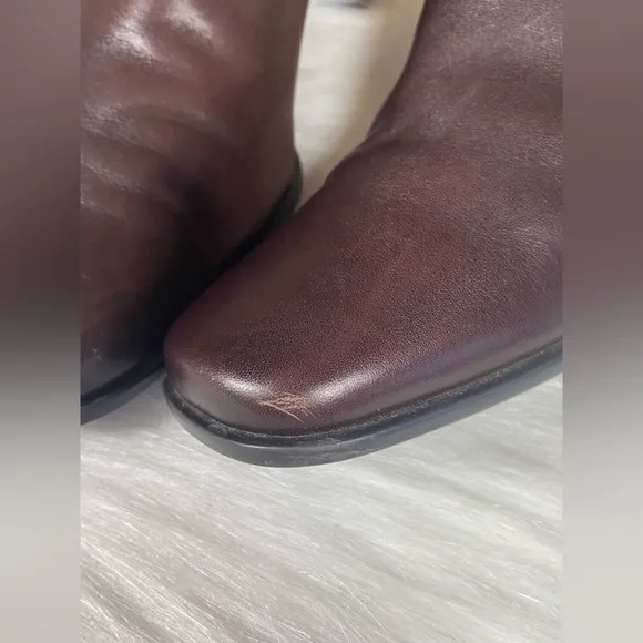Etienne Aigner E-Magdlen Leather Dark Brown Ankle Boots Zip Dress Shoe 6.5M