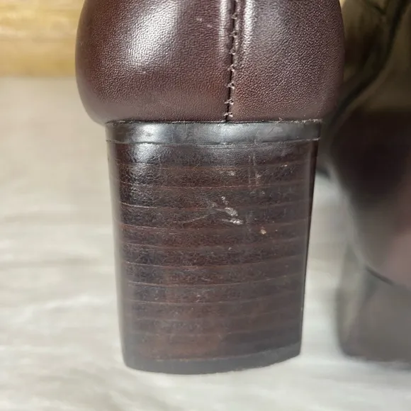 Etienne Aigner E-Magdlen Leather Dark Brown Ankle Boots Zip Dress Shoe 6.5M