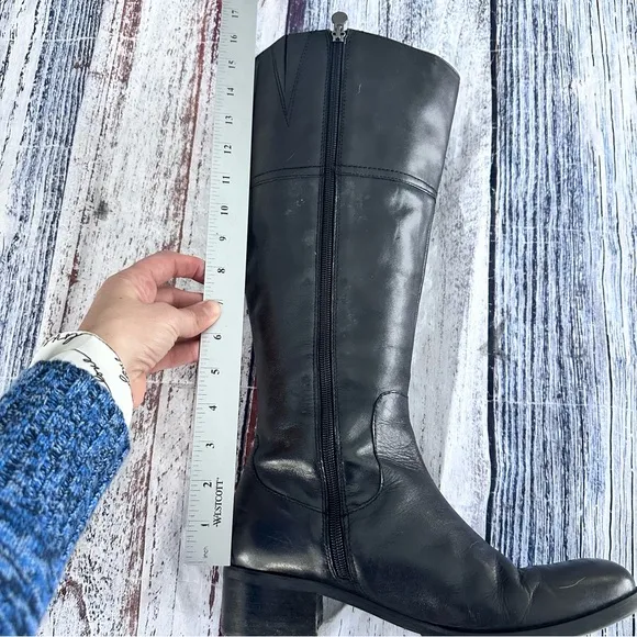ETIENNE AIGNER *WIDE SHAFT* Tall Black Leather Riding Boots