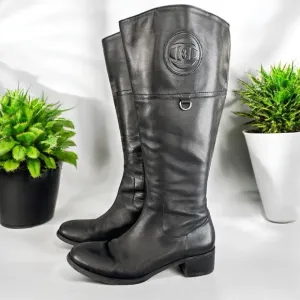 ETIENNE AIGNER *WIDE SHAFT* Tall Black Leather Riding Boots