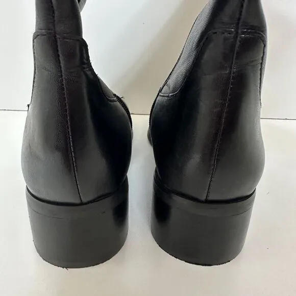 Etienne Aigner Chastity Leather Riding Boots Black Brown Size 7.5