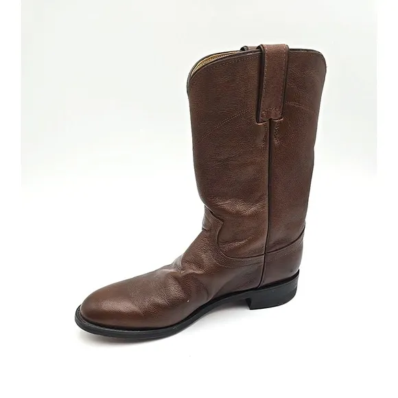 EUC JUSTIN Mens Size 8 D Brown Leather Roper Cowboy Western‎ Boots