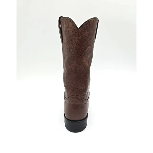 EUC JUSTIN Mens Size 8 D Brown Leather Roper Cowboy Western‎ Boots