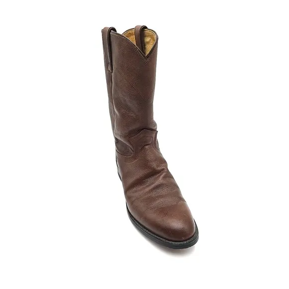 EUC JUSTIN Mens Size 8 D Brown Leather Roper Cowboy Western‎ Boots