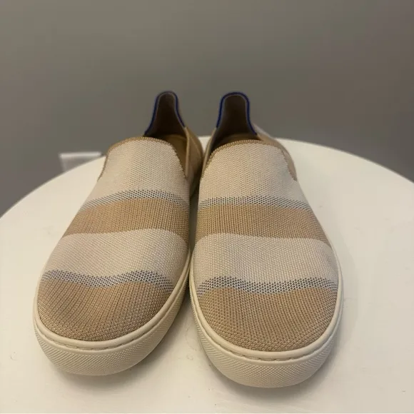 EUC Rothy’s Tan and White Slip-On Shoes. Women’s 11.