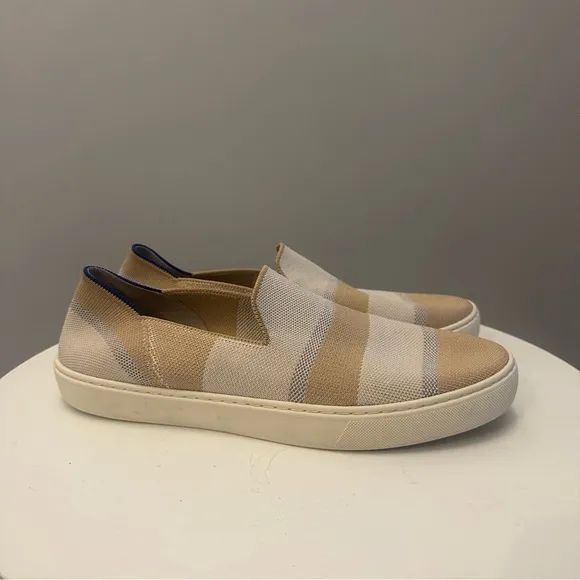 EUC Rothy’s Tan and White Slip-On Shoes. Women’s 11.