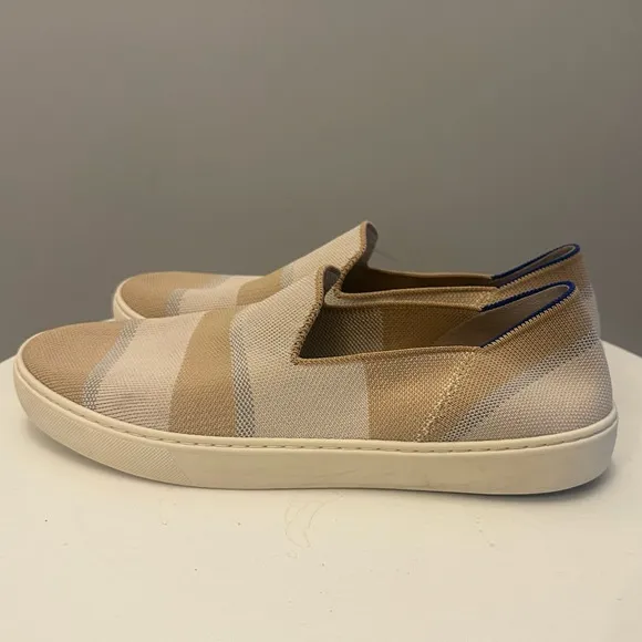EUC Rothy’s Tan and White Slip-On Shoes. Women’s 11.