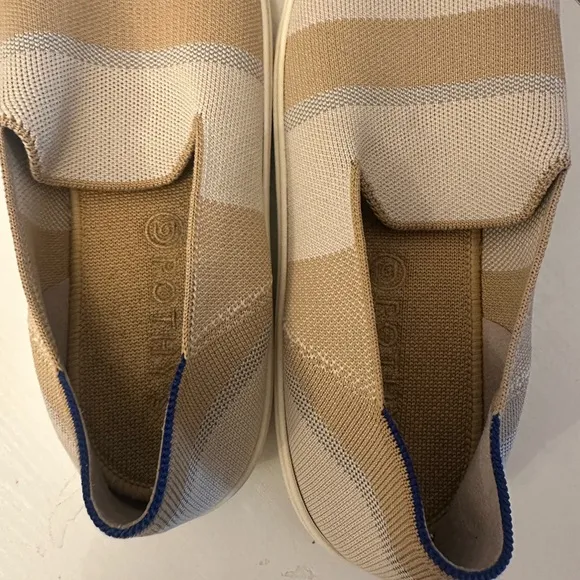 EUC Rothy’s Tan and White Slip-On Shoes. Women’s 11.