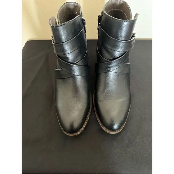 Eurosoft by Sofft Women's Black Strappy Faux Leather Booties Ankle Boots Size 7M