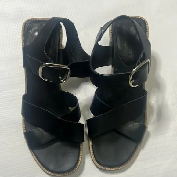 EVERLANE ITALIAN LEATHER BUCKLE SANDALS‎ BLACK SIZE 7