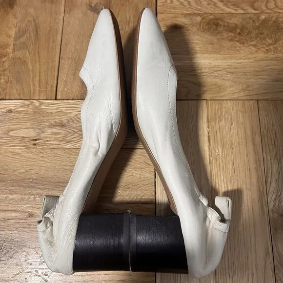 Everlane Shoes Womens 6.5 Ivory Leather Slip On Ballet  Block Heel Round Toe