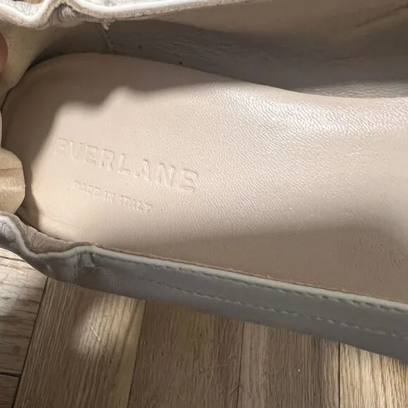 Everlane Shoes Womens 6.5 Ivory Leather Slip On Ballet  Block Heel Round Toe