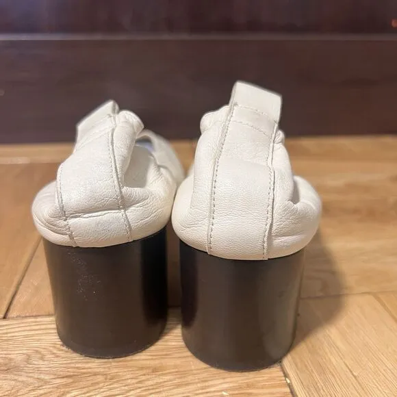 Everlane Shoes Womens 6.5 Ivory Leather Slip On Ballet  Block Heel Round Toe