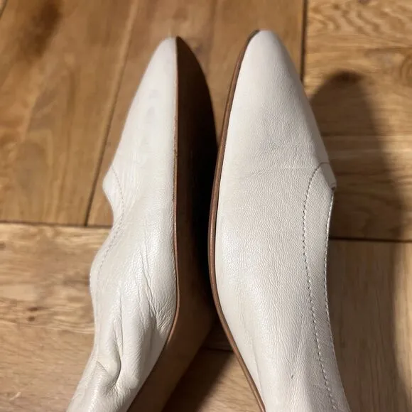 Everlane Shoes Womens 6.5 Ivory Leather Slip On Ballet  Block Heel Round Toe