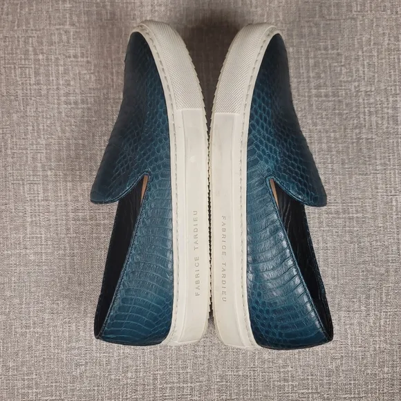 Fabrice Tardieu Green Python Italian Leather Sneakers EU 38 Women's 7.5/8 Shoes