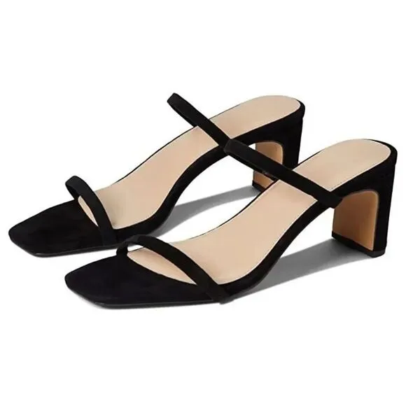 Faryl By Farylrobin Analisa Sandals Women's US 13 Black Suede Square Toe ZPO394