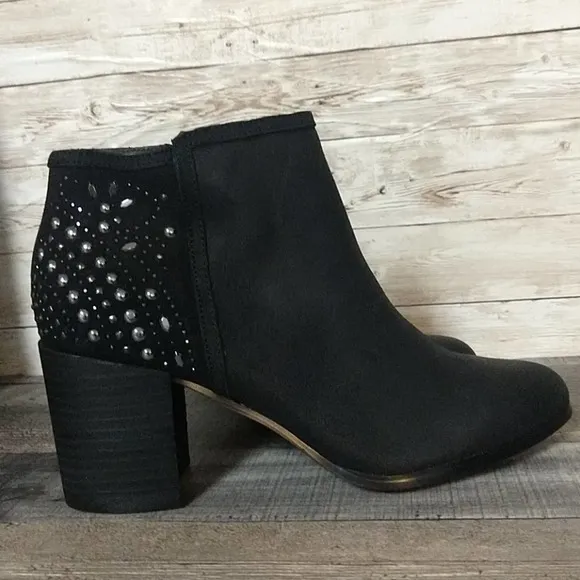 Fergie Leather Bless Bootie Ankle Boots Black 8.5