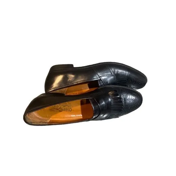 Ferragamo Salvatore men loafers leather black shoes 11B