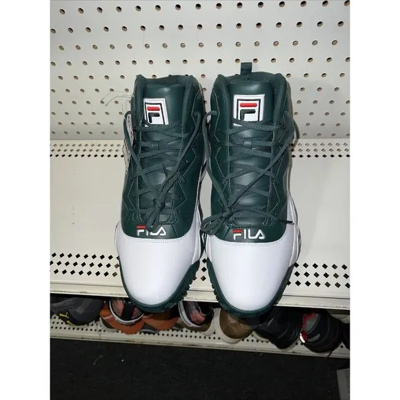 FILA MB Mens Athletic Basketball Shoes Size 10 White Pine Green Jamal Mashburn