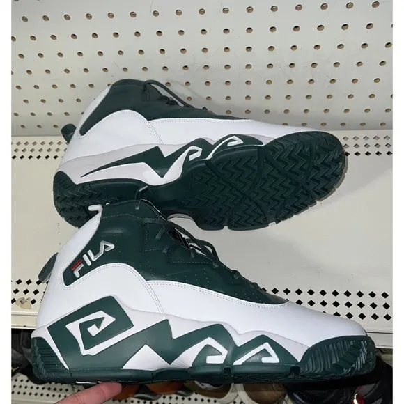 FILA MB Mens Athletic Basketball Shoes Size 10 White Pine Green Jamal Mashburn