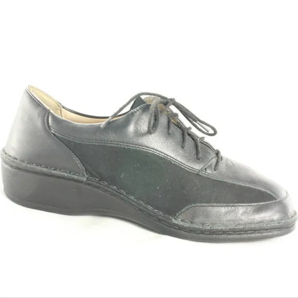 FINN COMFORT Hanoi Black Leather Soft Footbed Shoes Pair Sz 6