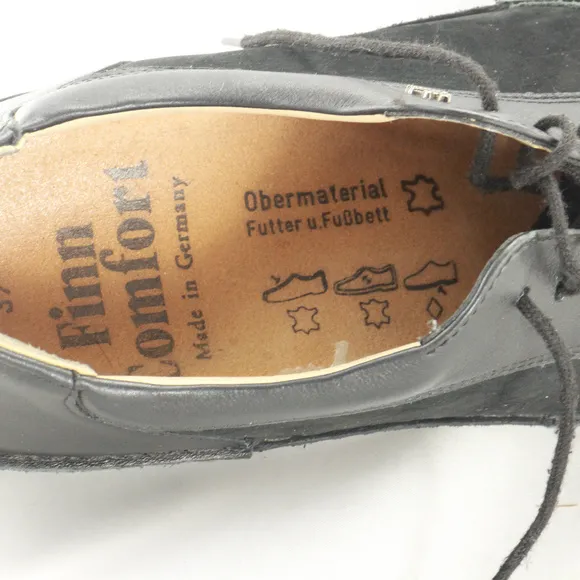 FINN COMFORT Hanoi Black Leather Soft Footbed Shoes Pair Sz 6