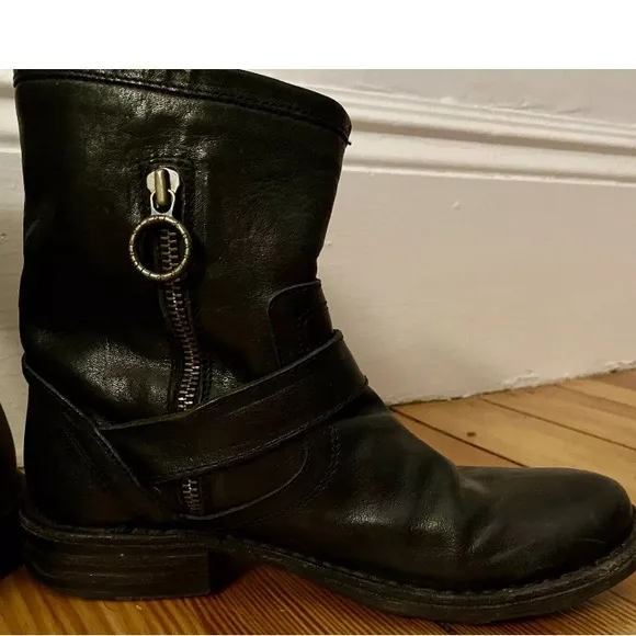 FIORENTINI   BAKER “Eternity” Black Leather Ankle Boots Sz 6 US 36.5 EU 4 UK EUC