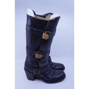 Fiorentini   Baker Eternity Engineer Moto Boots Leather 3 Buckle Womens 37 US 7