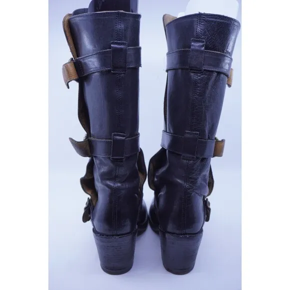 Fiorentini   Baker Eternity Engineer Moto Boots Leather 3 Buckle Womens 37 US 7